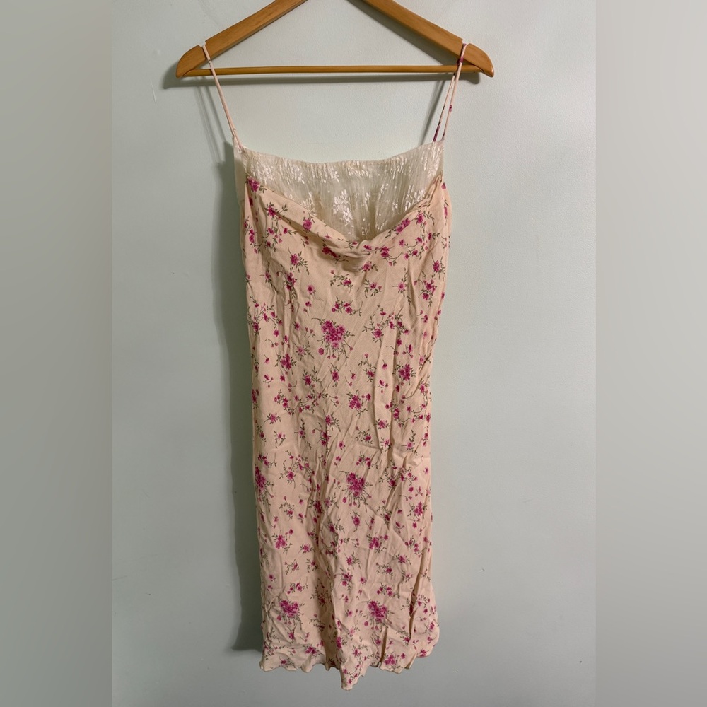 VTG RARE 1990 Hugo Busacti Victoria Secret Collection Cream & Floral Lace Dress